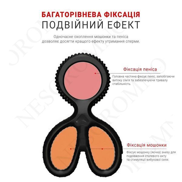 Ерекційне кільце потрійне "Ножиці" силіконове для затримки еякуляції чорний X00001209 фото