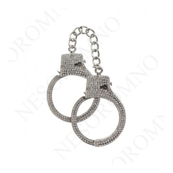 Наручники з камінням Taboom Luxury Bondage Essentials металеві, сріблясті TB17136 фото