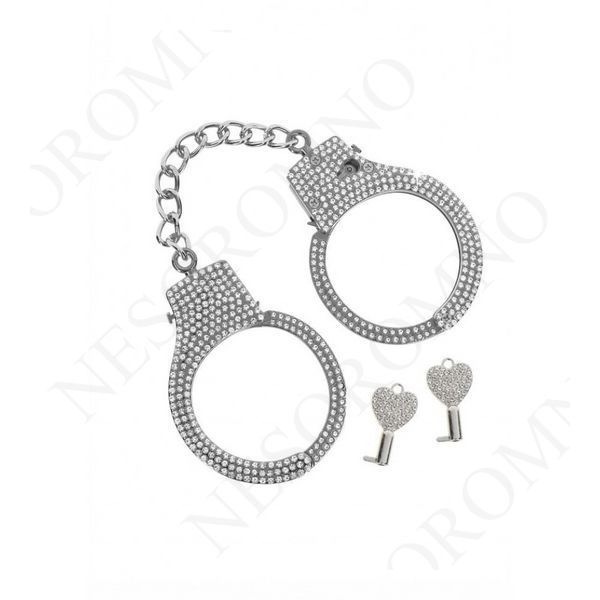 Наручники з камінням Taboom Luxury Bondage Essentials металеві, сріблясті TB17136 фото
