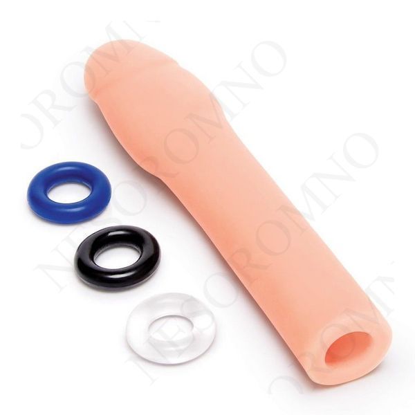 Насадка на пеніс Size-Up Penis Entender з 3 ерекційними кільцями в наборі, бежева SU10608 фото