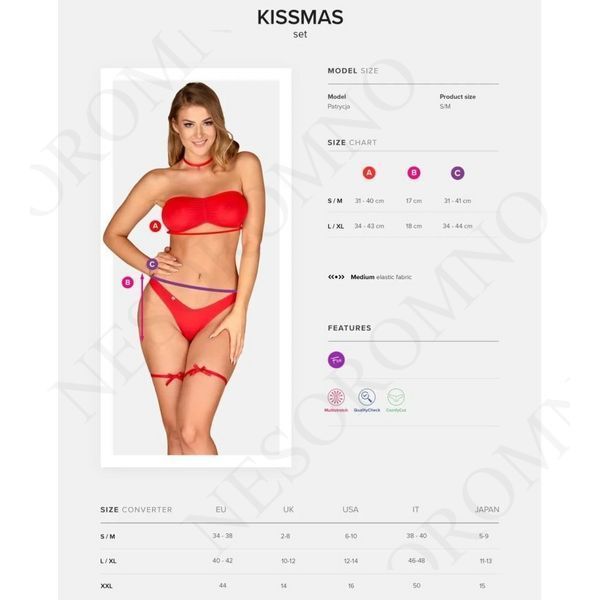 Новорічний костюм Obsessive Kissmas set червоний, L/XL 410752 фото