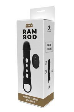 Насадка на пеніс із вібрацією Dream Toys Ramrod та пультом управління, чорна DT22178 фото