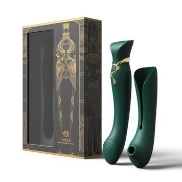 Вібратор із насадкою Zalo Queen Set з хвильовою стимуляцією, для клітора та точки G, зелений ZL887076 фото