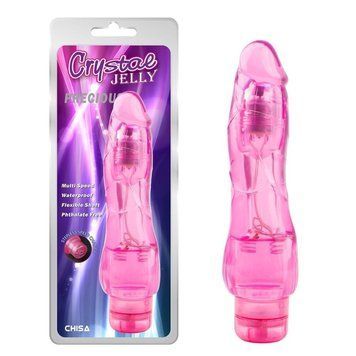 Вібромасажер Chisa Crystal Jelly Precious з реалістичною головкою та опуклими вінками, рожевий 78016 /CN-601378016 фото