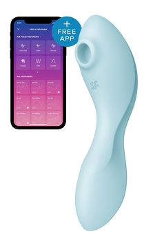 Подвійний смарт вібратор із вакуумною стимуляцією Satisfyer Curvy Trinity 5 + блакитний T360425 фото