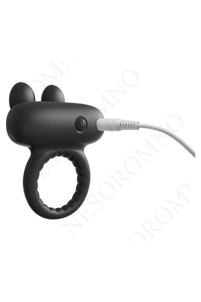 Ерекційне віброкільце Dreamtoys Ramrod Rabbit з вушками для клітора, чорне DT22085 фото
