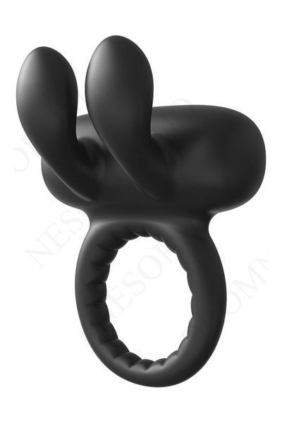 Ерекційне віброкільце Dreamtoys Ramrod Rabbit з вушками для клітора, чорне DT22085 фото