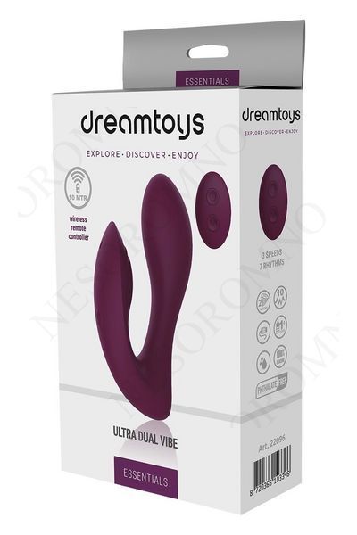 Вібратор подвійний стимуляцією з пультом керування Dream Toys Essentials Ultra Dual Vibe, фіолетовий DT22096 фото