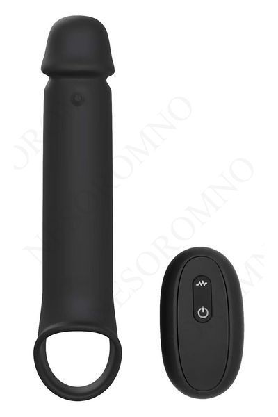 Вібронасадка на член, що подовжує DreamToys Ramrod з дистанційним керуванням, чорна DT22177 фото