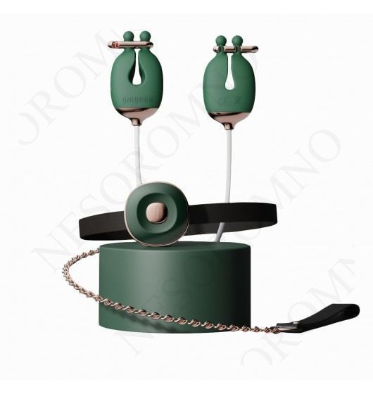 Затискачі для сосків з вібрацією Qingnan No.2 Vibrating Nipple Clamps Green Q92000 фото
