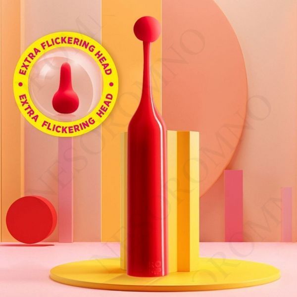 Вібратор для клітора з двома насадками Romp Pop, червоний, 14.3 х 2.4 см 23520/RPPT1SG7 фото