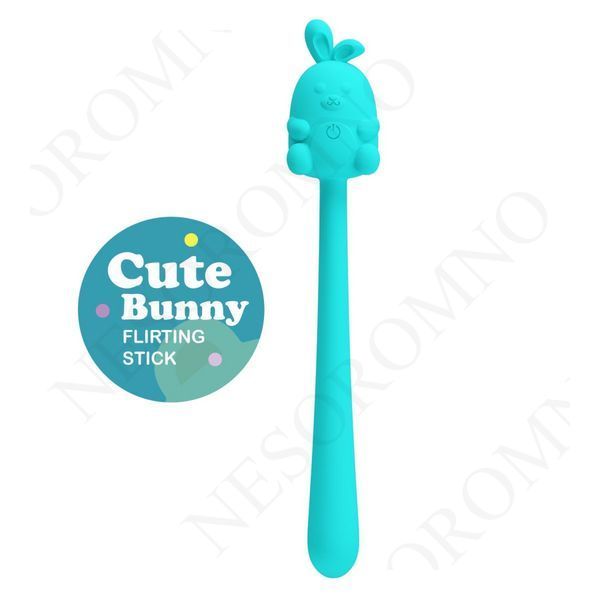 Вібратор на паличці Pretty Love Cute Bunny гнучкий, блакитний, 14.2 х 1.8 см BW-500033-1 фото