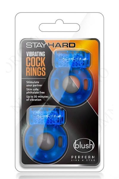 Набір вібро-ерекційних кілець Blush Stay Hard 2 шт, блакитні, 3.8 см T331621 фото