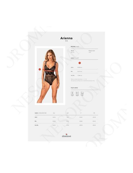 Бюстгальтер із подвійними лямками Obsessive Arienna чорний, XS/S 411367 фото