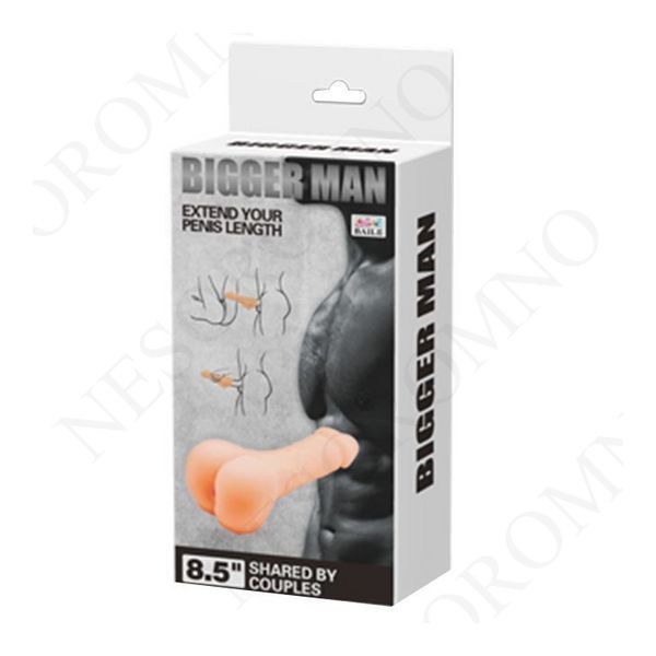 Мастурбатор-насадка у вигляді пеніса BAILE Bigger Man Penis, реалістичний, кібершкіра, 21,5 &times; 4,5 см 66030172 фото