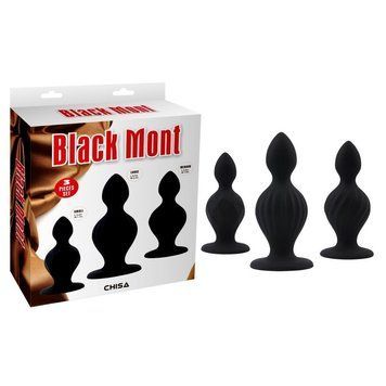 Набір великих анальних пробок Chisa Black Mont з різним рельєфом, чорний 54115 / CN-541454115 фото