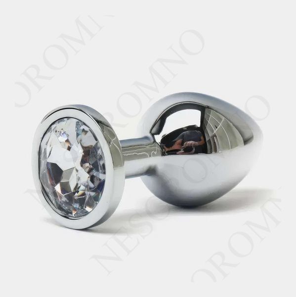 Сталева анальна пробка Buttplug з кристалом 6,4x2,3 см Сріблястий X00001229 фото