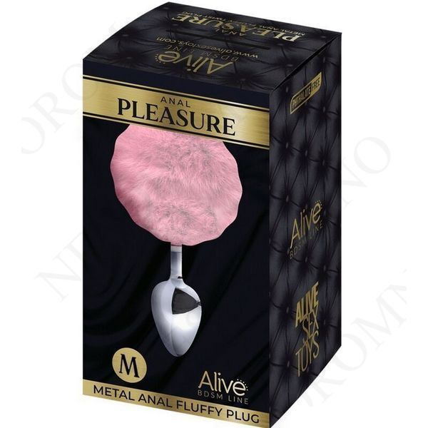 Анальна пробка металева Alive Anal Pleasure з рожевим хвостиком, M AV70378 фото