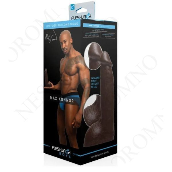 Фалоімітатор з мошонкою реалістичний Fleshjack Boys Max Konnor Dildo (RP), чорний, 24 см х 4.9 см FL12663 фото