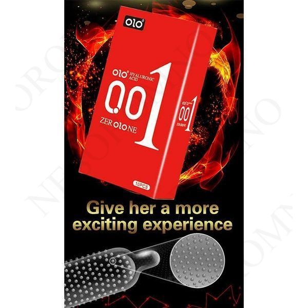 Презервативи Olo 0.01 RED Foil з пухирцями та гіалуроновим мастилом 10 шт X00001110 фото