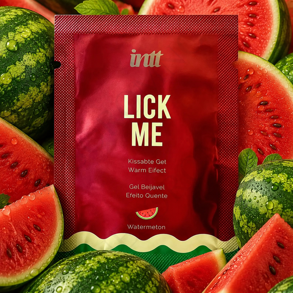 Саше Їстівний лубрикант з ефектом тепла INTT Lick Me Watermelon зі смаком кавуна, 2 мл 16332 /САШЕТ фото