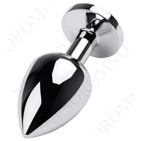 Сталева анальна пробка Buttplug з кристалом 6,4x2,3 см Сріблястий X00001229 фото