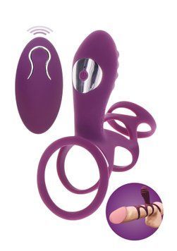 Ерекційне вібро кільце ToyJoy Halo Halo C-Ring Sleeve з кліторальним відростком, фіолетове  TJ10667 фото