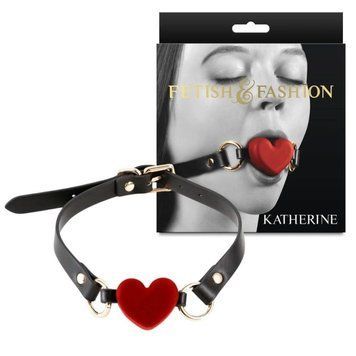 Кляп у вигляді серця NS Novelties Katherine на регульованому ремінці, червоно-чорний NN281364 фото