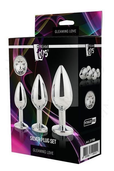 Набір анальних пробок Dream Toys GLEAMING LOVE SILVER PLUG SET DT21788 фото
