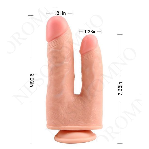 Фалоімітатор подвійний з мошонкою Chisa Ballsy Super Cock Bromeo # 02 на присосці, тілесний 42156 /CN-471942156 фото