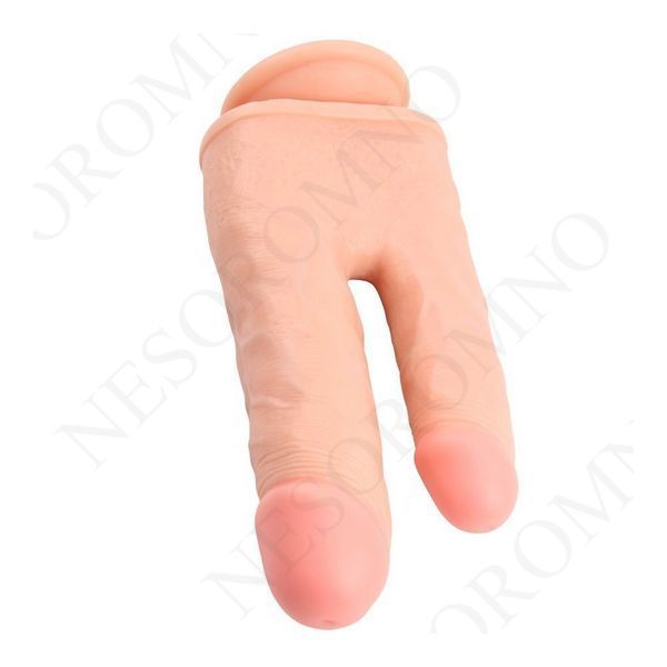 Фалоімітатор подвійний з мошонкою Chisa Ballsy Super Cock Bromeo # 02 на присосці, тілесний 42156 /CN-471942156 фото