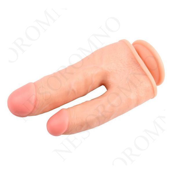 Фалоімітатор подвійний з мошонкою Chisa Ballsy Super Cock Bromeo # 02 на присосці, тілесний 42156 /CN-471942156 фото
