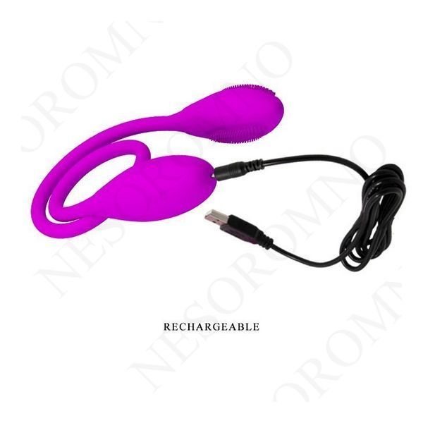 Вібратор із силікону для подвійної стимуляції Pretty Love Snaky Vibe фуксія PL14327 фото