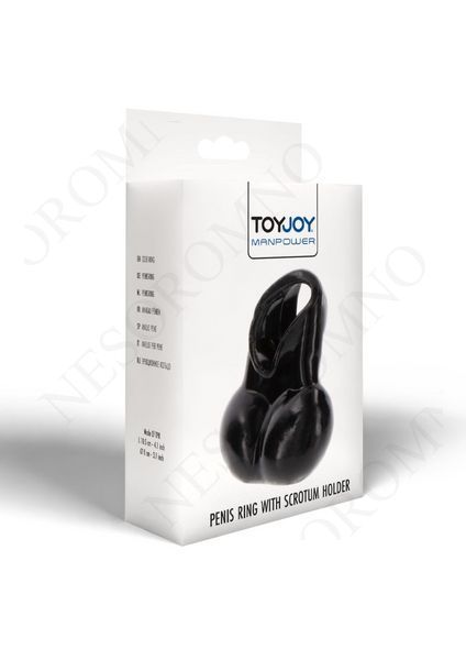Кільце для пеніса з тримачем для мошонки Toy Joy Manpower чорне TJ10472 фото