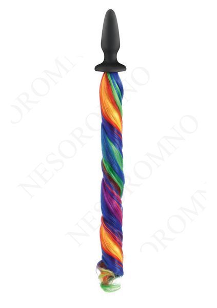 Конічна анальна пробка з хвостом NS Novelties Unicorn Tails, різнокольоровий T280413 фото