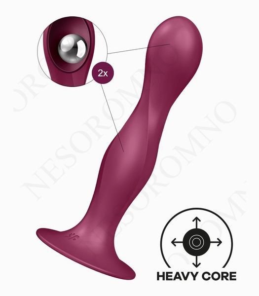 Фалоімітатор вагінально-анальний з обтяженими кульками Satisfyer Double Ball-R, бордовий ST4048680 фото