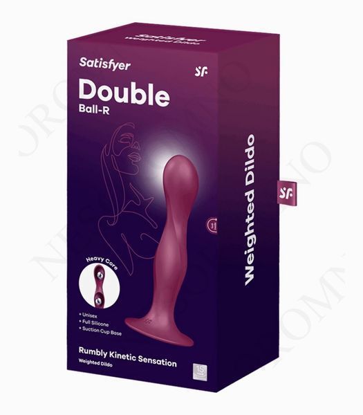 Фалоімітатор вагінально-анальний з обтяженими кульками Satisfyer Double Ball-R, бордовий ST4048680 фото