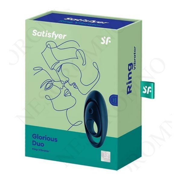 Кільце, що вібрує, для пеніса Satisfyer Glorious Duo зі стимуляцією яєчок і клітора, синє ST4009919 фото