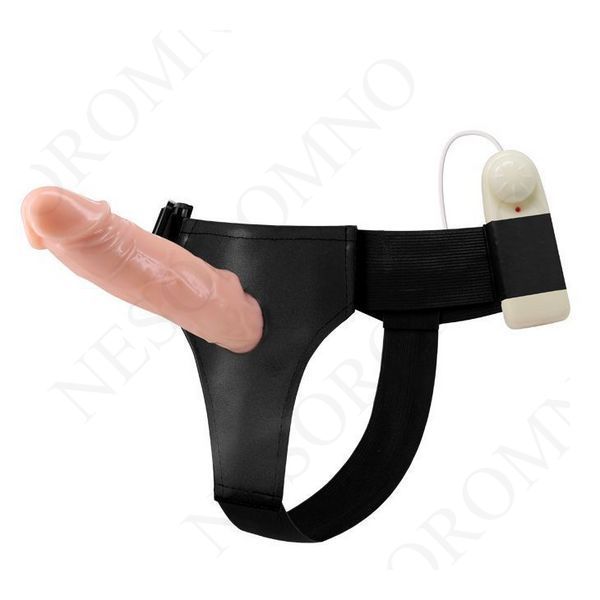 Страпон порожнистий (фалопротез) з вібрацією Baile Vibrating Strap On, беж, 19 &times; 4 см 6603195 фото