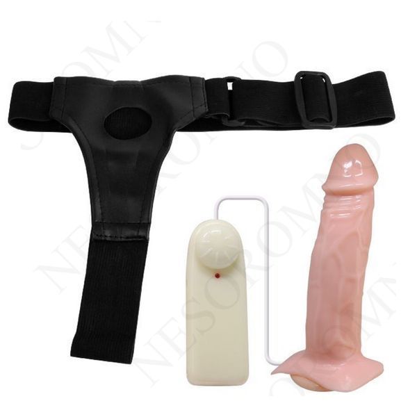Страпон порожнистий (фалопротез) з вібрацією Baile Vibrating Strap On, беж, 19 &times; 4 см 6603195 фото