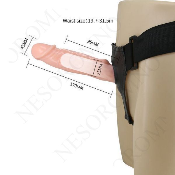 Страпон порожнистий (фалопротез) з вібрацією Baile Vibrating Strap On, беж, 19 &times; 4 см 6603195 фото