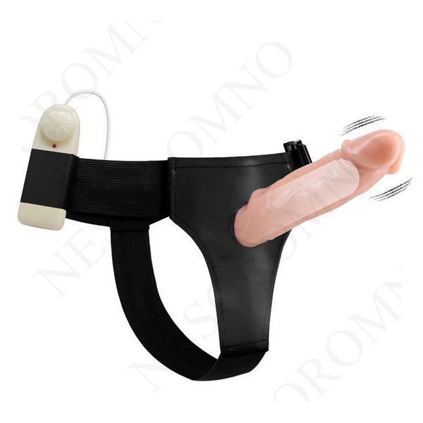 Страпон порожнистий (фалопротез) з вібрацією Baile Vibrating Strap On, беж, 19 &times; 4 см 6603195 фото