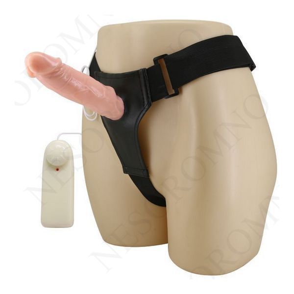 Страпон порожнистий (фалопротез) з вібрацією Baile Vibrating Strap On, беж, 19 &times; 4 см 6603195 фото