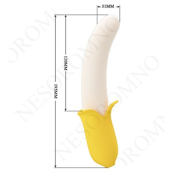 Вібратор у формі банана Pretty Love Banana Geek з фрикціями, 19.5 х 3.1 см BI-014957 фото