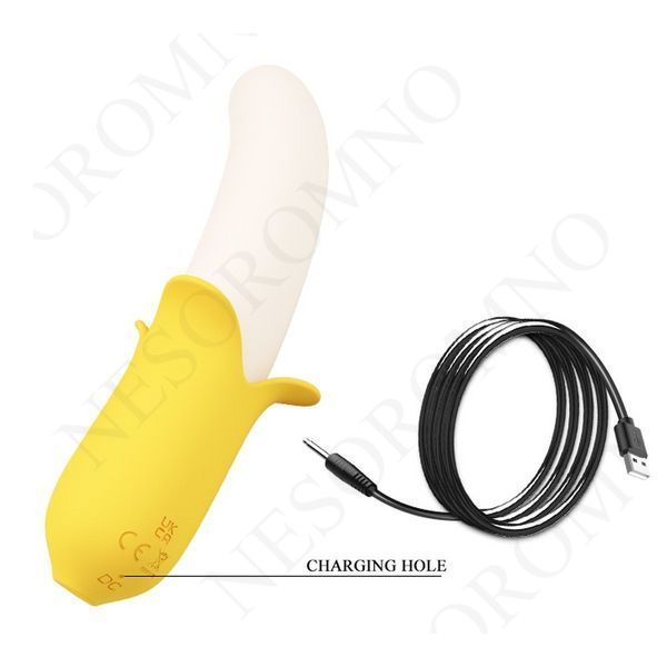 Вібратор у формі банана Pretty Love Banana Geek з фрикціями, 19.5 х 3.1 см BI-014957 фото