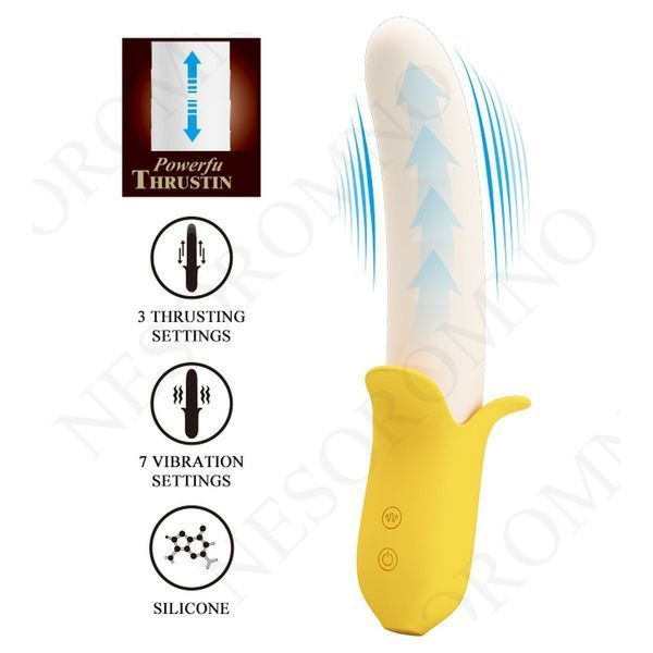 Вібратор у формі банана Pretty Love Banana Geek з фрикціями, 19.5 х 3.1 см BI-014957 фото