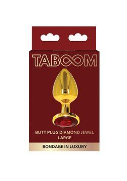Анальний корок металевий золотистий L Butt Plug With Diamond Jewel Taboom T17169 фото