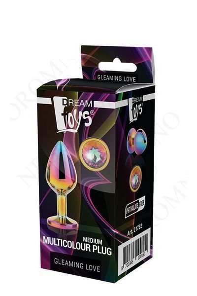 Dt21782 Райдужна анальна пробка GLEAMING LOVE MULTICOLOUR PLUG MEDIUM  DT21782 фото