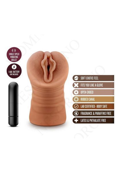 Мастурбатор вагін реалістичний Blush M For Men Sofia з вібруючою кулею, коричневий T331236 фото