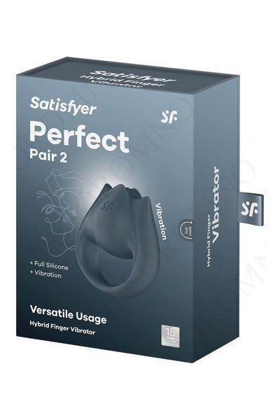 Вібратор для пар Satisfyer Perfect Pair 2 з кільцем для пальців, сірий ST4043746 фото